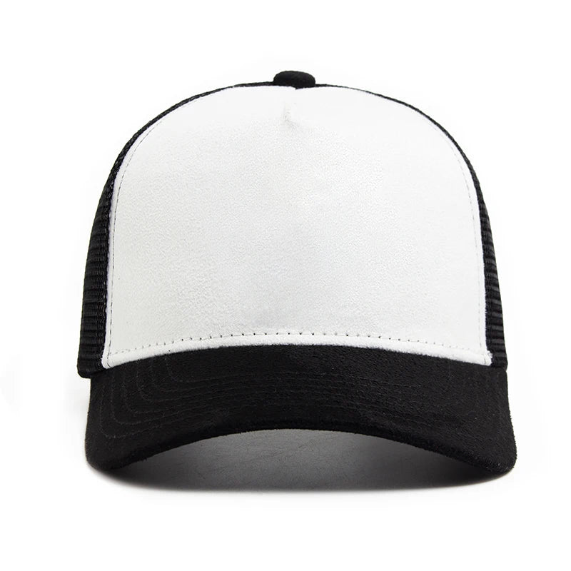 New Summer Suede Trucker Hat Men Mesh Baseball