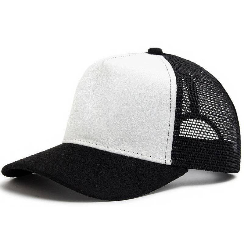New Summer Suede Trucker Hat Men Mesh Baseball