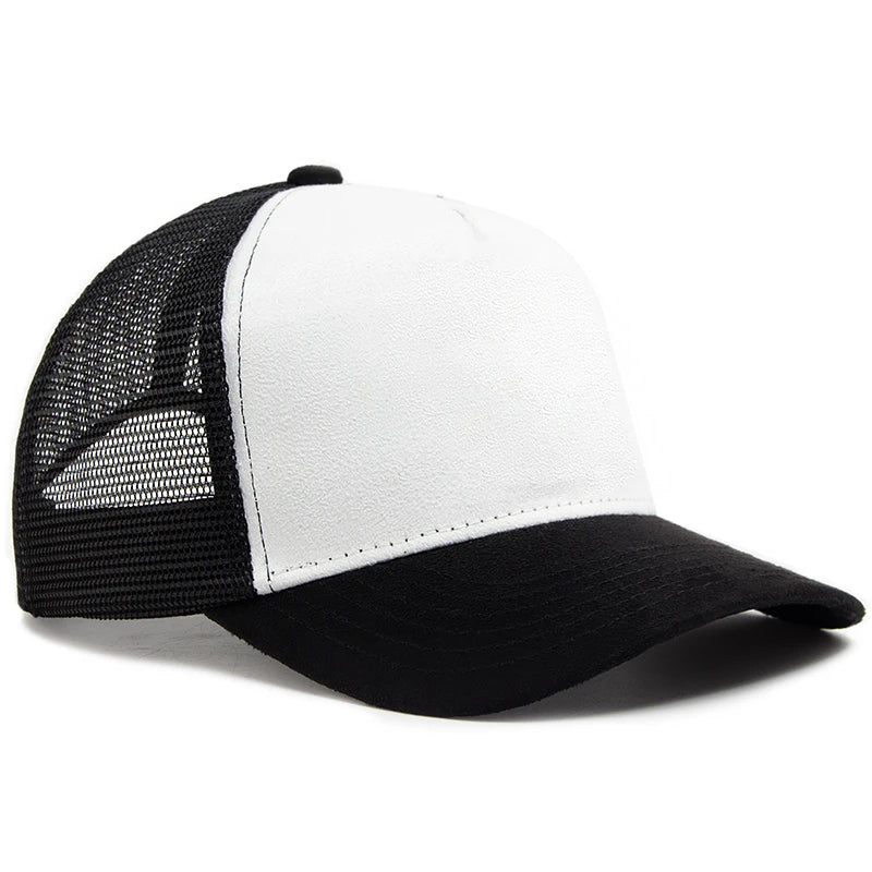 New Summer Suede Trucker Hat Men Mesh Baseball