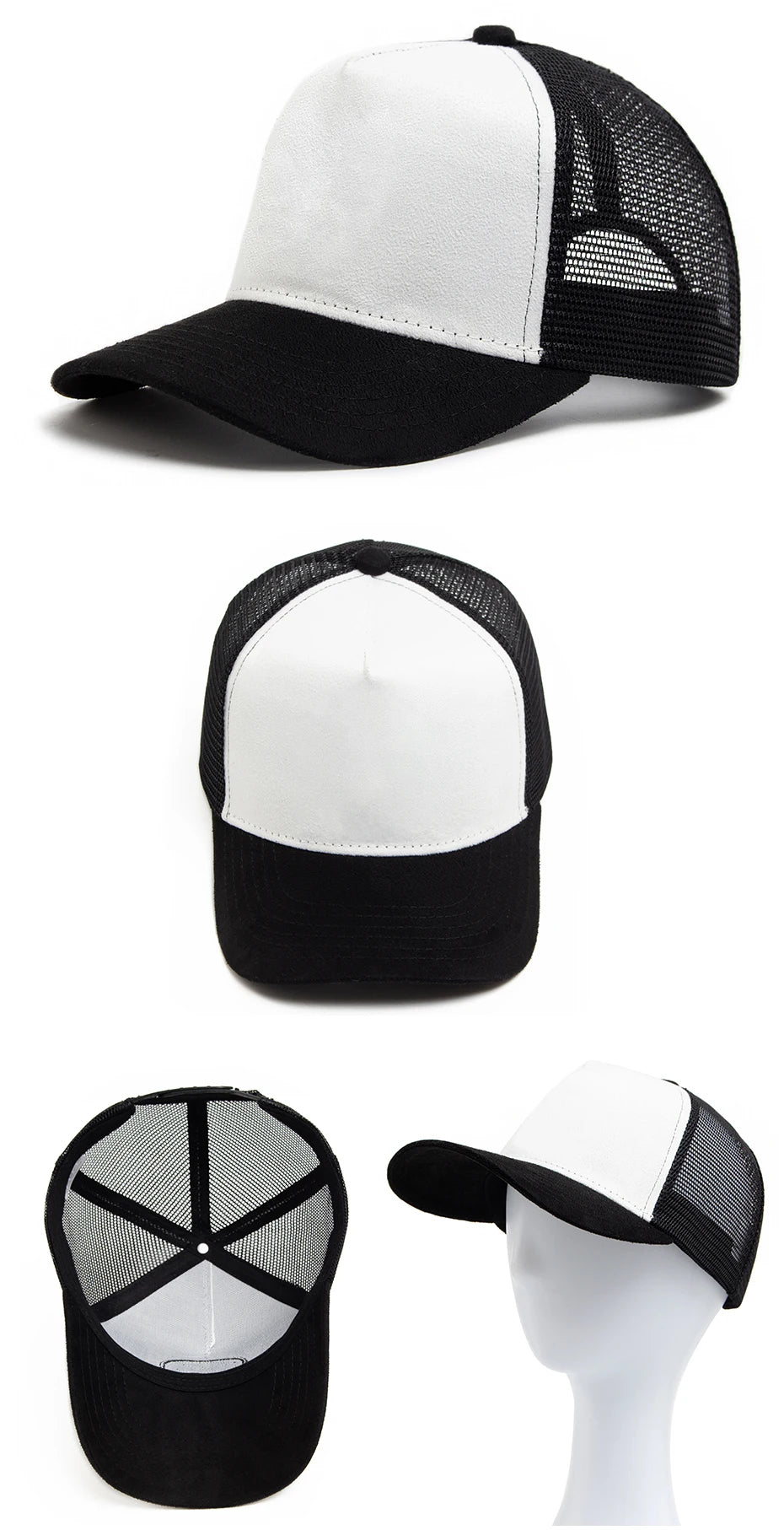 New Summer Suede Trucker Hat Men Mesh Baseball