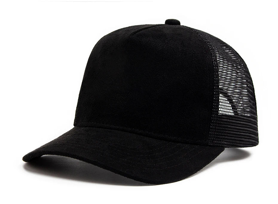 New Summer Suede Trucker Hat Men Mesh Baseball