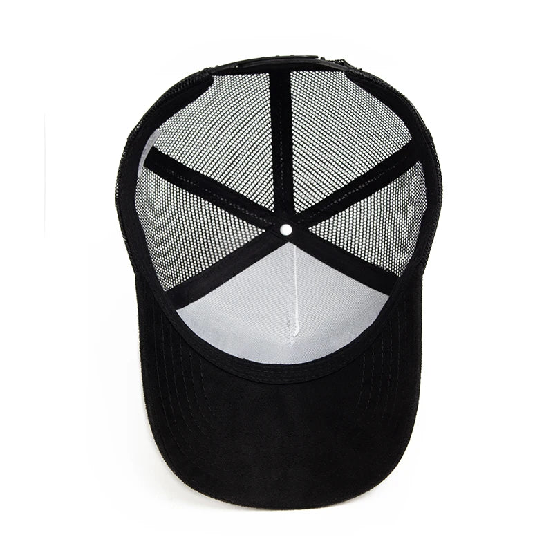 New Summer Suede Trucker Hat Men Mesh Baseball