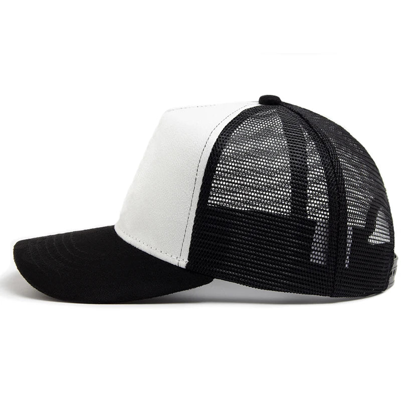 New Summer Suede Trucker Hat Men Mesh Baseball