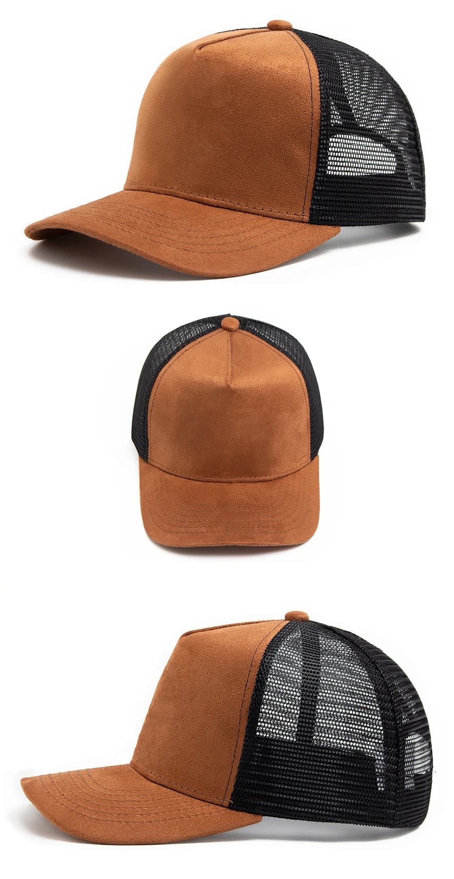 New Summer Suede Trucker Hat Men Mesh Baseball