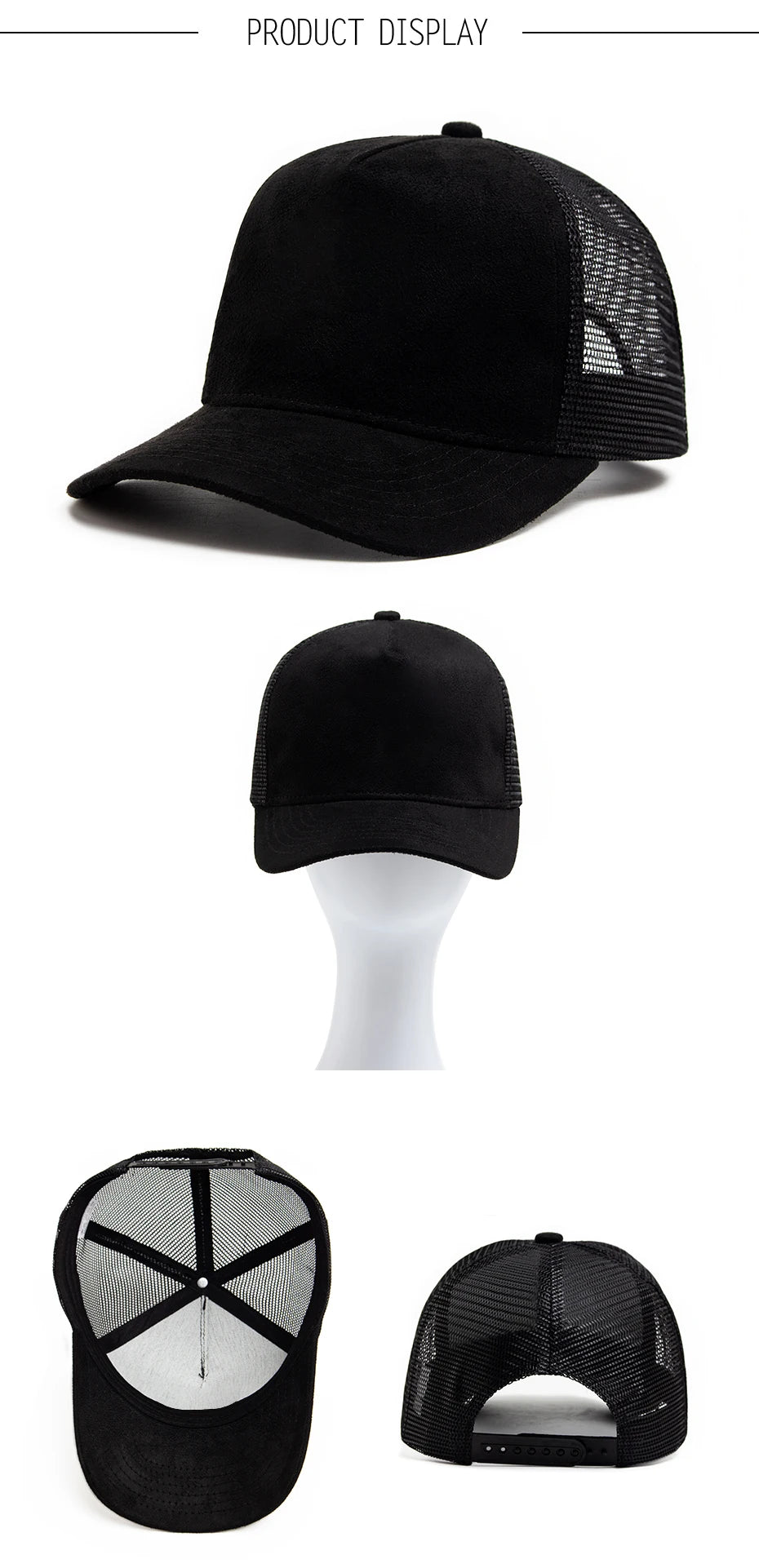 New Summer Suede Trucker Hat Men Mesh Baseball