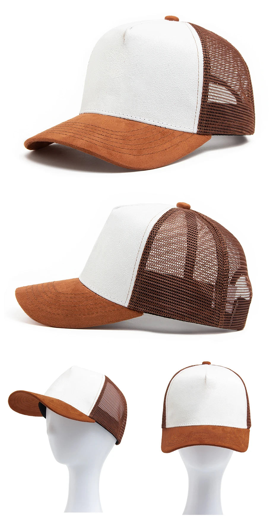 New Summer Suede Trucker Hat Men Mesh Baseball