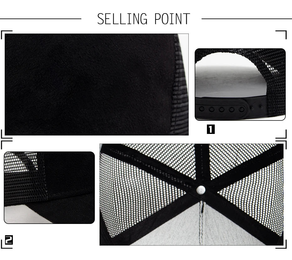 New Summer Suede Trucker Hat Men Mesh Baseball