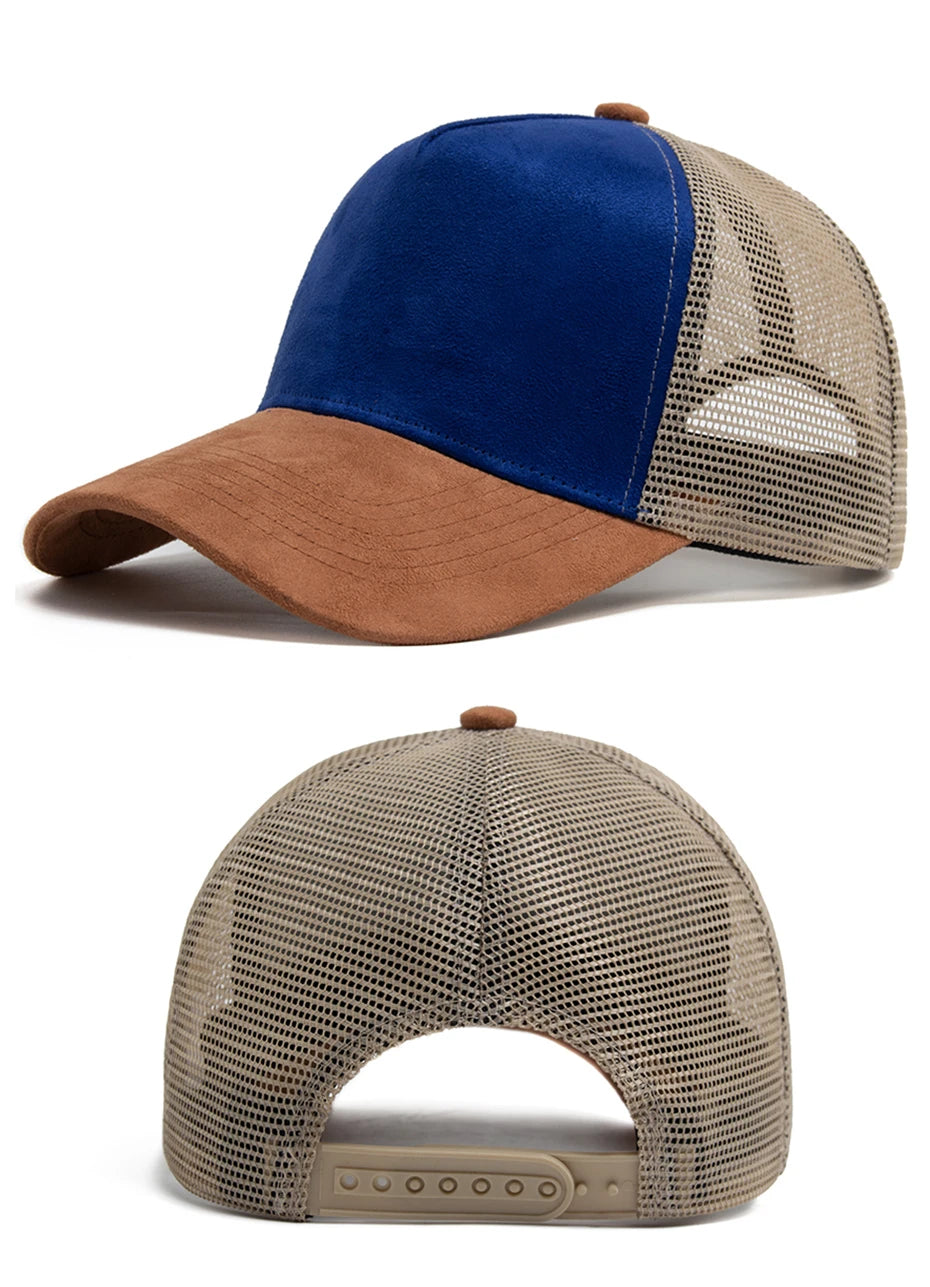 New Summer Suede Trucker Hat Men Mesh Baseball